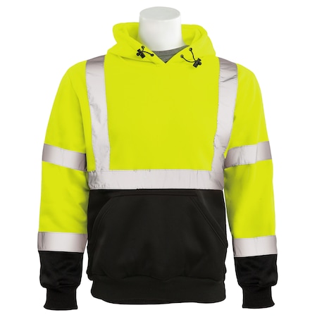 Deltaplus Sweatshirt, Fleece, Pullover, Class 3, W376B, Hi-Viz Lime, XL 61550